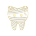 Broche en émail de dent momie dessin animé avec bordure dorée et bandages blancs mignons - Style Dent Momie (XZ7365)