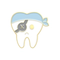 Épingle à dents pirate de dessin animé avec bandana bleu et cache-œil en plaqué or - Style Dent Pirate (XZ7366)