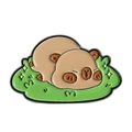 Cartoon Wasserschwein Emaille Pin auf grünem Gras mit gelben Sternen und Konturen - Wasserschwein auf Gras liegend (QHXZ4131)