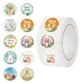 Easter rabbit and egg decorative stickers roll with Happy Easter text patterns - Easter Theme Pattern