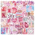 Set mit 50 rosa Küsten-Cowgirl-Sticker, wasserfeste Aufkleber für Laptop und Gitarre - Standard