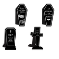 Gothic magnetic bookmark set with coffin and tombstone designs for book lovers - Gothic Shape Set