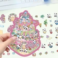 3D pink panda theme DIY scene stickers with giant cake design and cute panda characters - Garden Square