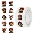 500pcs roll of cute cartoon winter animals stickers for scrapbooking and gift sealing - Winter Animal Style