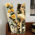 Lesezeichen-Set Goldener Garten mit Vintage-Rose und Ballerina im Ölgemälde-Stil - Serie Goldener Garten (QH463)