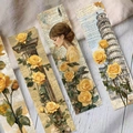 Vintage gouden tuin papieren bladwijzers set met bloemmotieven op een houten tafel - 30 vellen gouden tuin
