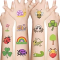 Temporäre Kinder-Tattoos mit Cartoon-Insekten wie Bienen und Marienkäfer auf Armen - Insekten-Serie