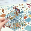 3D Capybara house stickers set with isometric miniature furniture for DIY journaling - Capybara Bathroom