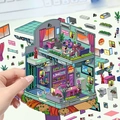 3D DIY Cyberpunk Miniatur-Raumset mit Neonlicht und Charakter-Stickerszene - Cyberpunk Hütte