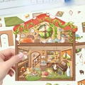 Pegatina 3D de casa de gatos animada con vista detallada de un apartamento para gatos - Estilo Casa de Gato