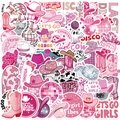 Set di 50 adesivi Pink Disco Cowgirl per laptop con stivali glitter e cappelli retro - Tema Pink Disco Cowgirl