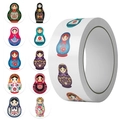 500pcs roll of cartoon Russian nesting doll decorative stickers in multiple colors - Russian Matryoshka (JJT192)
