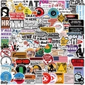 Flat lay of diverse funny prank meme stickers for laptop and guitar customization - Slang & Workplace Meme Sticker Collection (YCK214YCK215)
