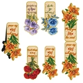 Vintage floral magnetic bookmarks set with rose and lily illustrations on kraft paper - Flower Style
