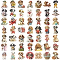 Set van 50 vintage Amerikaanse hondenstickers in waterdicht PET voor scrapbooking - Vintage Amerikaanse Puppy Stijl