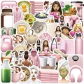 Set di 50 adesivi fitness rosa per bambine per decorazioni fai-da-te di valigie e chitarre - Tema Fitness Lifestyle Rosa