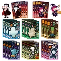 Set of 8 Halloween DIY make-a-face stickers featuring vampire, witch, and ghost characters - Halloween Combo Style