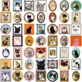 50 pegatinas de gatos retro para portátiles y maletas decoración DIY impermeable - Colección de Marcos de Fotos de Gatos