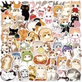 Lot de 50 autocollants de chats mignons imperméables pour décoration ordinateur et iPad - Styles de Chat Non Répétitifs