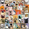 50pcs vintage cartoon cat stickers in colorful frames for laptop and luggage decor - Cat Series Set