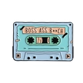 Retro light blue and mint cassette enamel pin featuring Boss Ass B**ch text - Boss Ass B**ch (QHXZ4214)
