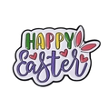 Oster-Anstecknadel aus Legierung mit bunten Happy Easter Buchstaben und Hasenohren - Qhxz4268