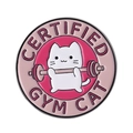 Spilla in smalto rosa con gatto da palestra che solleva pesi per zaini sportivi - Design Gatto Sollevatore di Pesi (QHXZ4330)