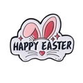 Emaille-Osterbrosche mit Hasenohren und Happy Easter Schriftzug für Frühlingsfeste - Hasenohren Stirnband Fröhliche Ostern Stil (QHXZ4269)