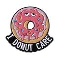 Spilla in smalto a forma di ciambella rosa con faccia stanca e testo I DONUT CARE creativo - Ciambella Indifferente (QHXZ4338)