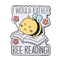 Spilla smaltata con ape su libro bianco e testo 'I WOULD RATHER BEE READING' - Stile Ape Che Legge (QHXZ4371)