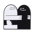 Minimalistische zwart-witte spook emaille speld voor Halloween tassen en kleding - Zwart Wit Figuren Knuffelen Stijl (QHXZ4390)