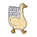 Grappige witte gans emaille speld met 'LOOSEY GOOSEY' tekst voor kledingdecoratie - Loosey Goosey Lopend Gans Stijl (QHXZ4312)