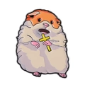 Spilla smaltata Sad Hamster con croce gialla meme, distintivo carino in metallo per abiti - Stile Criceto Triste con Croce (QHXZ4345)