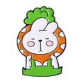 Close-up of cute cartoon rabbit enamel pin with carrot details and green overalls - Carrot Ring Rabbit (QHXZ4369)