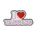 Broche en émail amusante avec texte I Heart Yapping sur fond rose et icône de cœur rouge - Style de Lettre de Coeur(QHXZ4349)