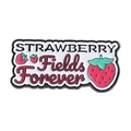Emaille-Anstecknadel mit Erdbeer-Design und Strawberry Fields Forever Schriftzug - Erdbeer Form Stil (QHXZ4343)