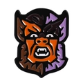 Orange monster enamel pin in cartoon horror style with purple accents for bags - Purple Comic Style Monster Face (QHXZ4292)