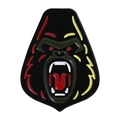 Angry gorilla enamel pin badge with vibrant red and yellow lightning facial patterns - Roaring Gorilla Head (QHXZ4293)