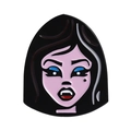 Gothic vampire girl enamel pin with purple skin and black hair on white background - Vampire Female Face (QHXZ4294)