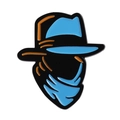 Pin metálico de esmalte con diseño de personaje encapuchado en negro y azul - Figura Misteriosa con Capa (QHXZ4295)