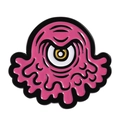 Pink one-eyed monster enamel pin with melting texture and polished black metal edges - Pink One-Eyed Slime Monster (QHXZ4297)