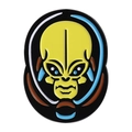 Sci-fi yellow alien skull enamel pin with black eyes and oval background on badge - Sci-Fi Alien Skull (QHXZ4298)