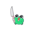 Niedliche grüne Frosch-Emaille-Anstecknadel mit Messer für Rucksäcke und Kleidung - Frosch (XZ5759)
