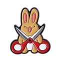 Niedliche braune Kaninchen-Anstecknadel aus Emaille mit Schere für Kleidung - Hase mit Schere (QHXZ4386)