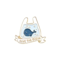 Pin de esmalte de ballena azul en bolsa plástica con cinta Save the Ocean - Eslogan Ballena Atrapada En Bolsa De Plástico (XZ4696)