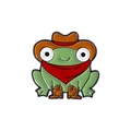 Spilla in smalto rana carina con cappello e stivali da cowboy, distintivo animale verde - Stile Rana Cowboy con Sciarpa Rossa (qhxz3421)