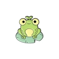 Épingle en émail humoristique de grenouille verte sur nénuphar au style cartoon - Grenouille sur Feuille de Lotus (xz3362)