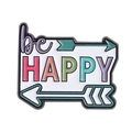 Colorful enamel brooch with be HAPPY text and arrow design in vibrant macaron shades - Be Happy Colorful Arrow Style (QHXZ4384)