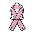 Pink ribbon enamel pin featuring male and female symbols for health awareness - Pink Gender Symbol Ribbon (QHXZ4520)