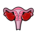 Pink womb and boxing glove enamel brooch for women's strength and empowerment - Uterus Boxing Gloves Style (QHXZ4432)